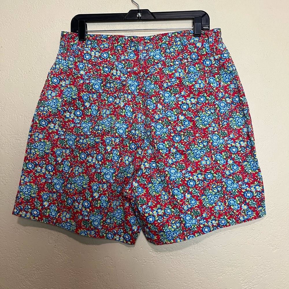 Vintage Cherokee women moms high rise front‎ pleated floral multicolor shorts 14 - Picture 3 of 16